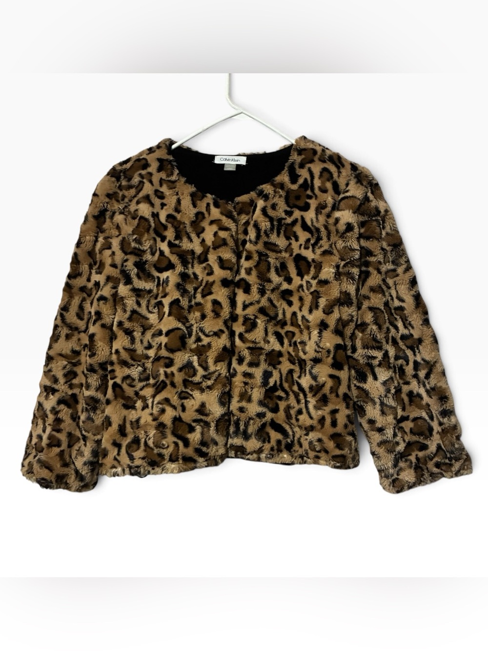 Calvin Klein Leopard Faux Fur Black & Tan